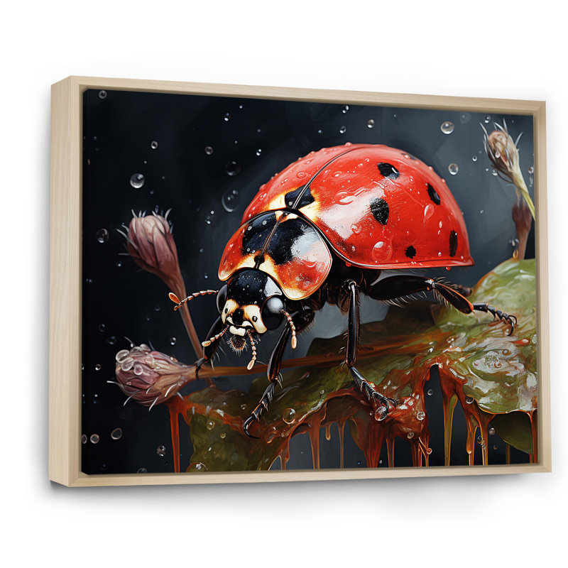 Curious Ladybug Crimson Serenity III sur toile, Cadre naturel flottant, H 34 po x l 44 po x P 1,5 po