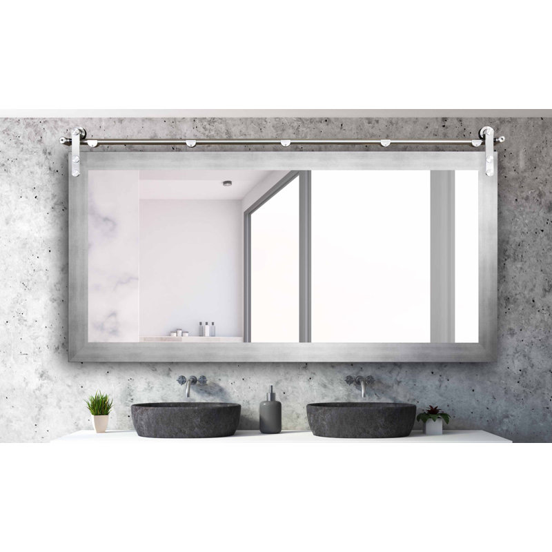Miroir de porte de grange en bois Alzena, Or, 30,5 po x 45,5 po