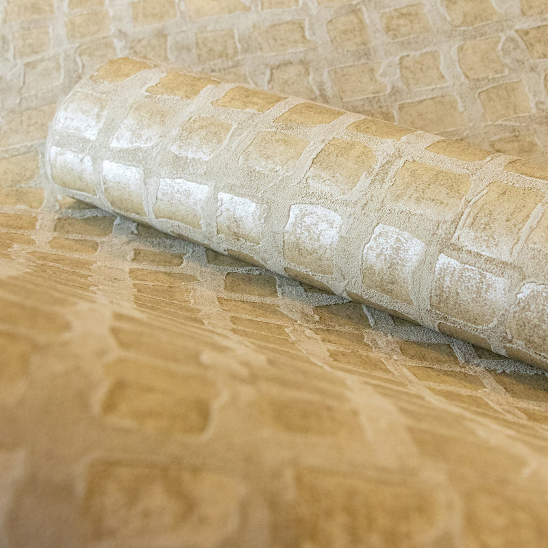 Urban Classics Collection Manhattan Metallic Loft Tiles Wallpaper Roll, Gold