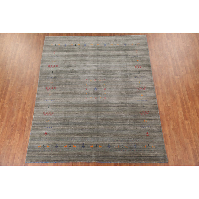 Tapis gris / vert Gabbeh 8 x 10