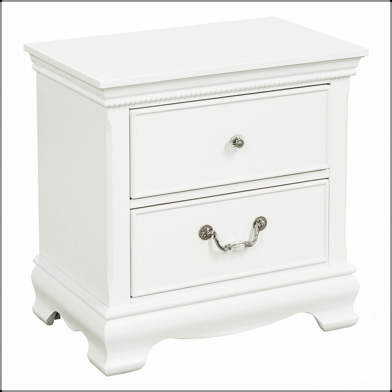 Table de chevet classique de style traditionnel avec tiroirs en queue d'aronde, finition en bois et quincaillerie élégante pour le décor de la chambre à coucher