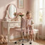 Chaise de coiffeuse pivotante et réglable à 360° avec un joli dossier, idéale pour la chambre, le salon, le bureau et le bureau d'étude.-136219980