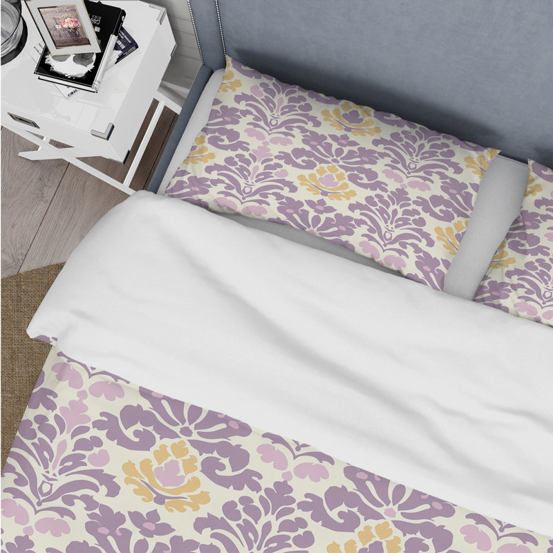 Ensemble de housse de couette Damask Blush, Housse de couette très grand + 2 taies décorativ