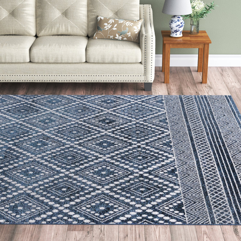 Phyllis Machine Washable Diamond Trellis Area Rug, Rectangle 5' x 8'