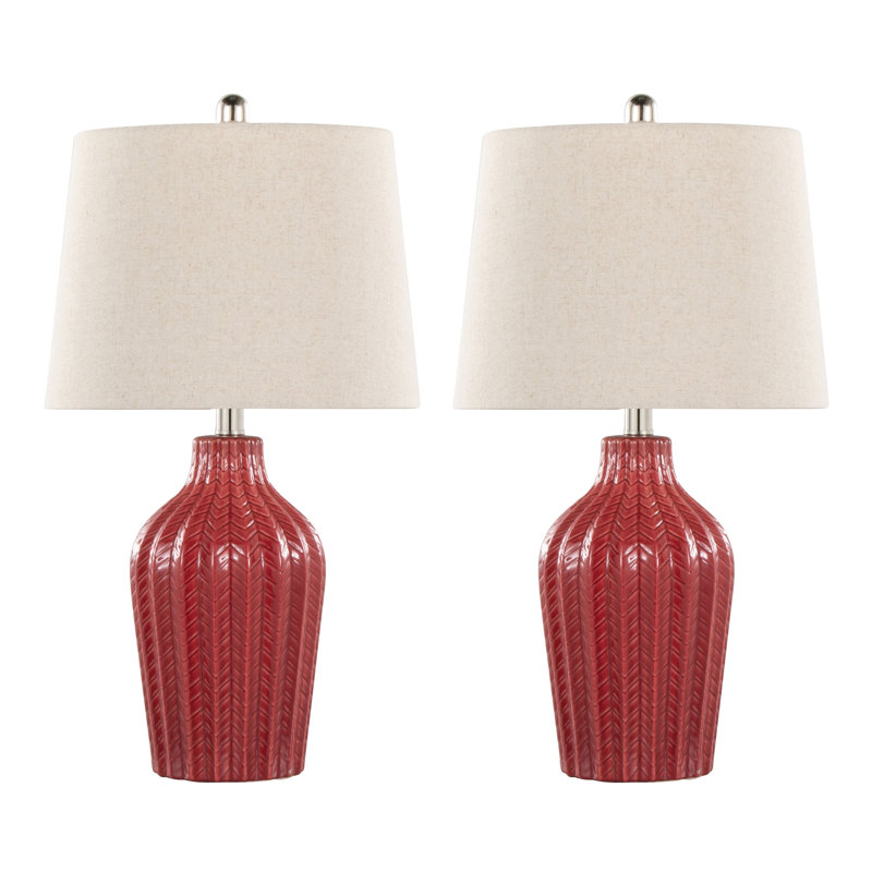 Lampe de table contemporaine en céramique - ensemble de 2, Rouge
