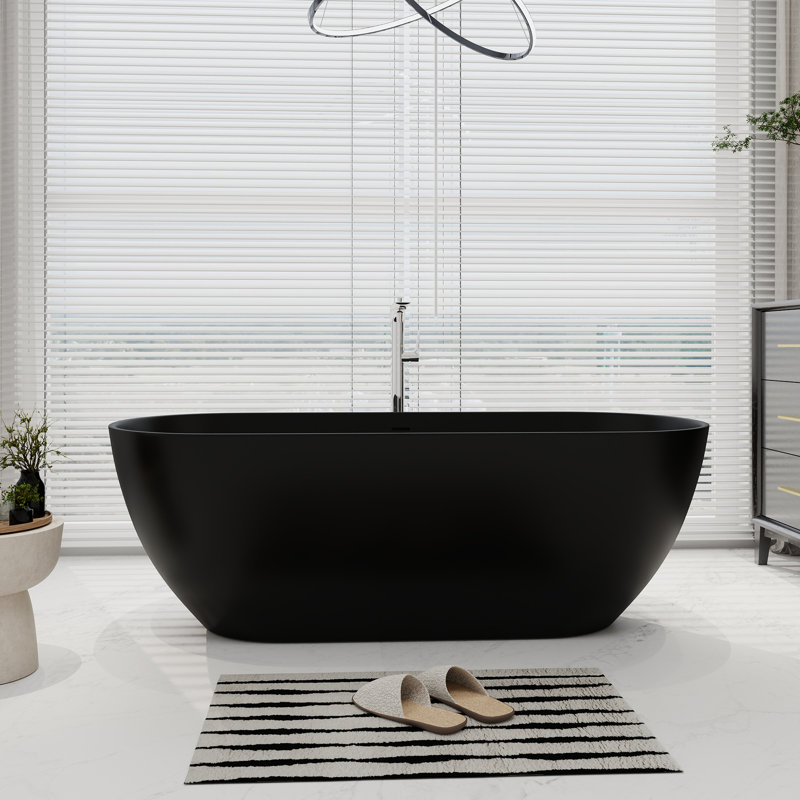 Baignoire de trempage autoportante 69 po. X 29 po. 69 po x 29 po, Noir mat