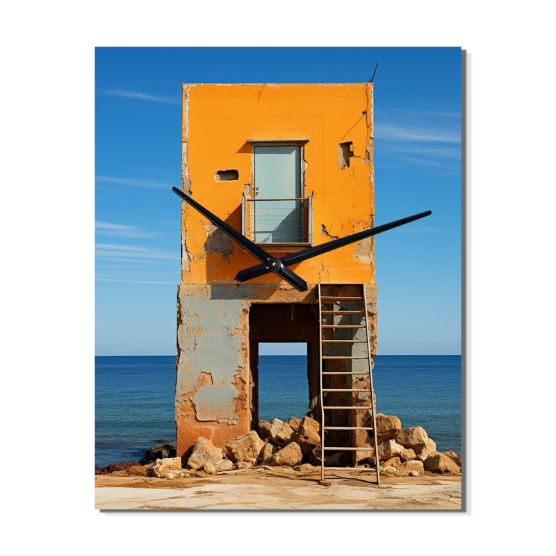 Minimalisme côtier Photo XV - Horloge murale moderne nautique et de plage, Très grand