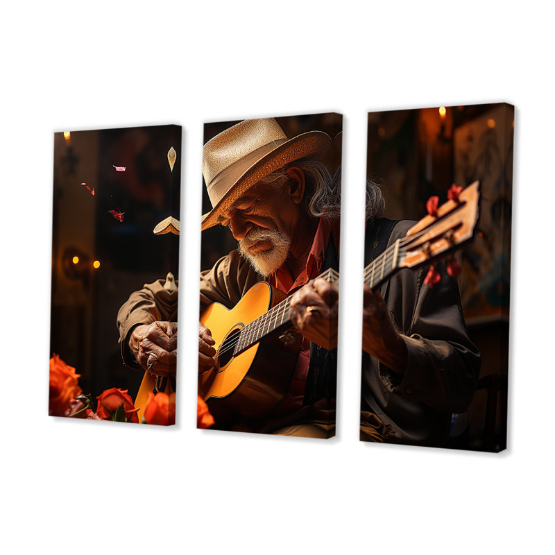 «Orange Cuban Music Essence I - Cuba», ensemble d'art mural, H 32 po x l 48 po