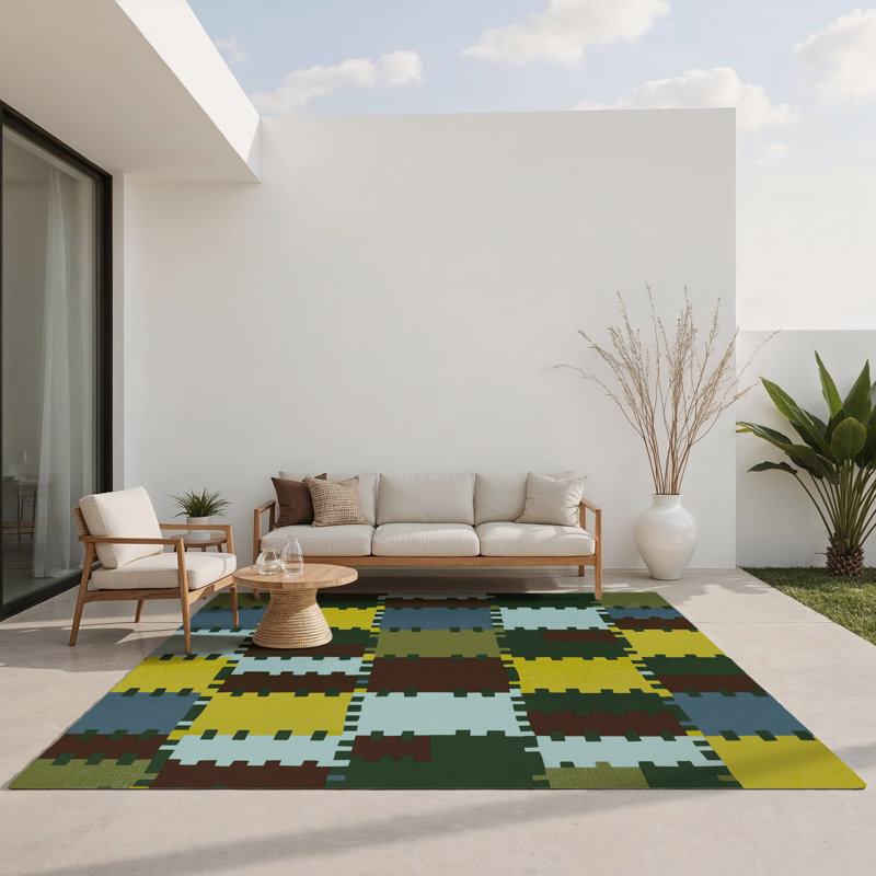 Pixelated Plains Indoor And Outdoor Area Rug, Rectangle 5' x 7'