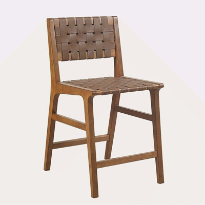 Faux Leather Woven Counter Stool 24"H