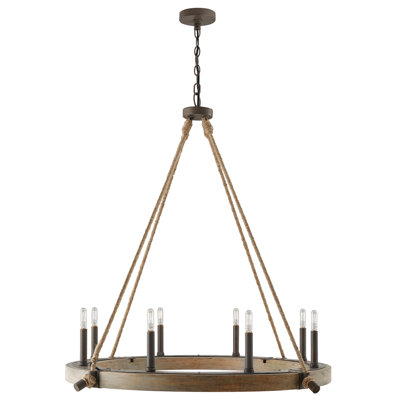 Tybee 8 - Light Dimmable Wagon Wheel Chandelier