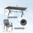 Outdoor Metal Patio Dining Set Stackable Soft Cushioned Ergonomics Dining Armchairs & Rectangular Table-33960567