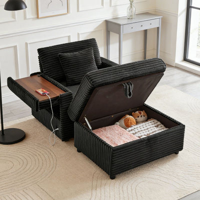Fauteuil d'appoint confortable en velours côtelé