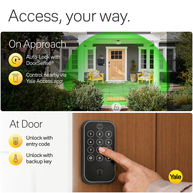 Yale Home Assure Lock 2 Keyed Touchscreen Smart Lock with Bluetooth, Matte Black