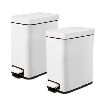 Qualiazero 1.3 Gallon Stainless Steel Slim Step On Bathroom Trash Can