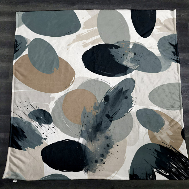 Throw Blanket, 51" W x 60" L, White/Green, Polka Dot