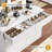 47.2" Faux Marble Countertop Kitchen Island with Storage & Seating Area, 3 Drawers, 2-Tier Cabinet, Coffee Bar Station, Dining Table for 2-4 People for Kitchen, Dining Room, Living Room-557861662