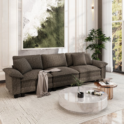 Canapé modulaire de 124 po, canapé Cloud Comfy pour salon, canapé 3 places à assise profonde avec coussin décoratif