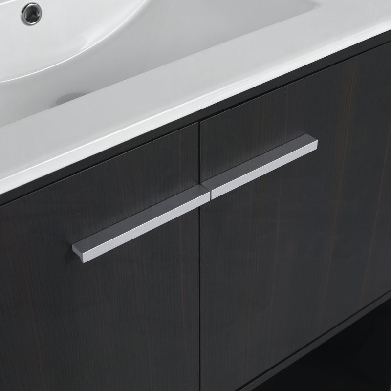 Meuble-lavabo 36 po avec lavabo en céramique, Chêne foncé