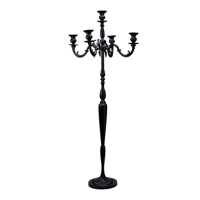 60.5'' H Metal Floor Candelabra, Black