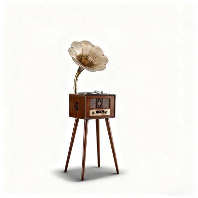 Rétro Gramophone: haut-parleur en bois massif tout-en-un