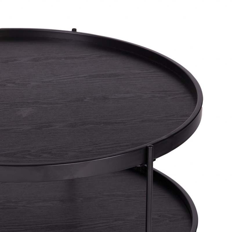 Table basse 33 po en bois manufacturé noir et métal