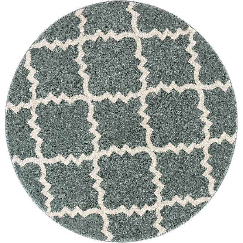 Tapis géométrique rond en polypropylène tissé à la machine 5 pi 3 po