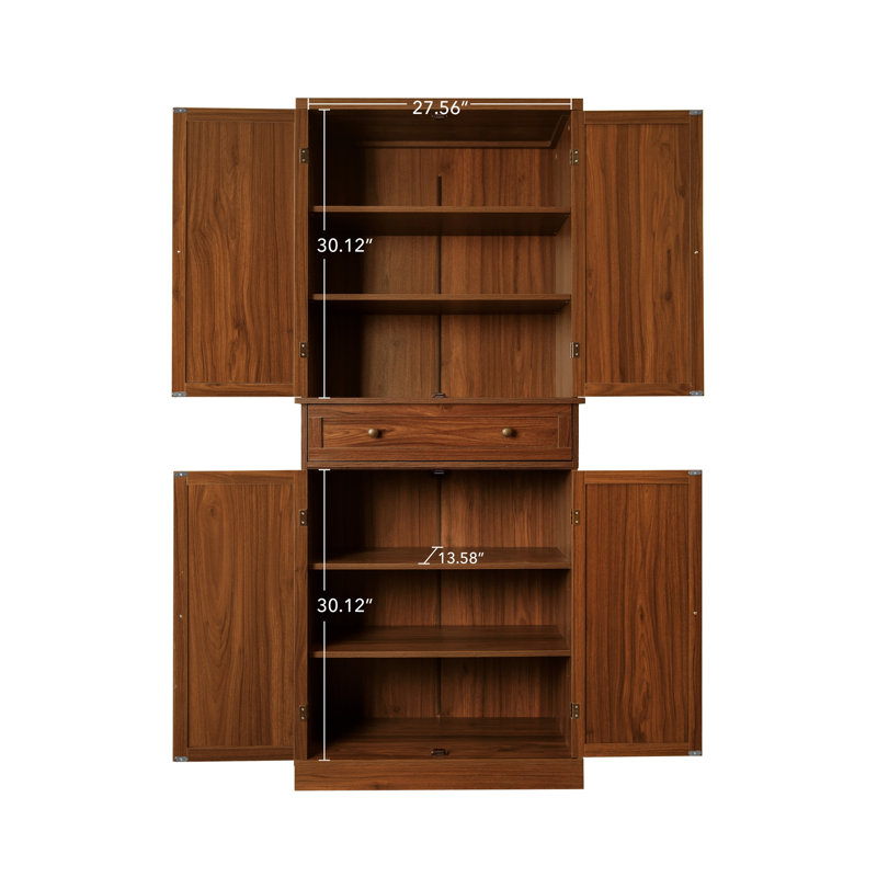Armoire 4 portes avec 1 tiroir, Noyer