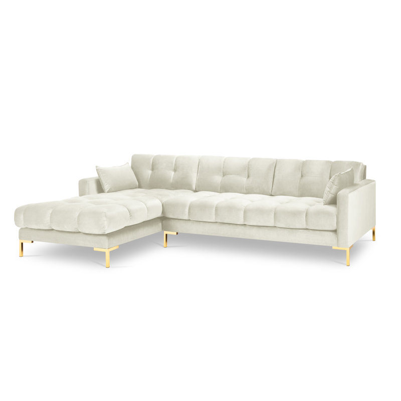 Adoraim 5 Seater Corner Sofa , Light Beige, Gold, Left Hand Facing