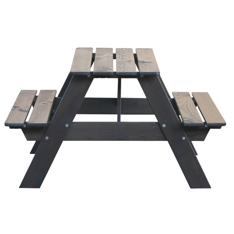 Olgrah Kids Solid Wood Rectangular Outdoor Table Or Chair and Chair Set, Taupegrey