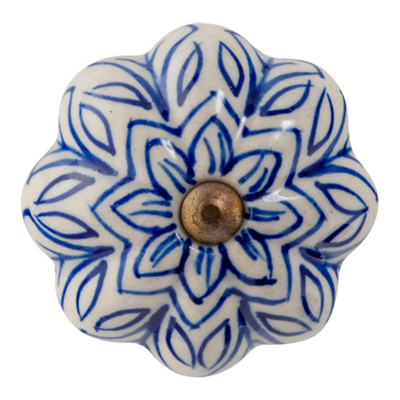 Nicola Spring - Floral Ceramic Cabinet Knob, Navy