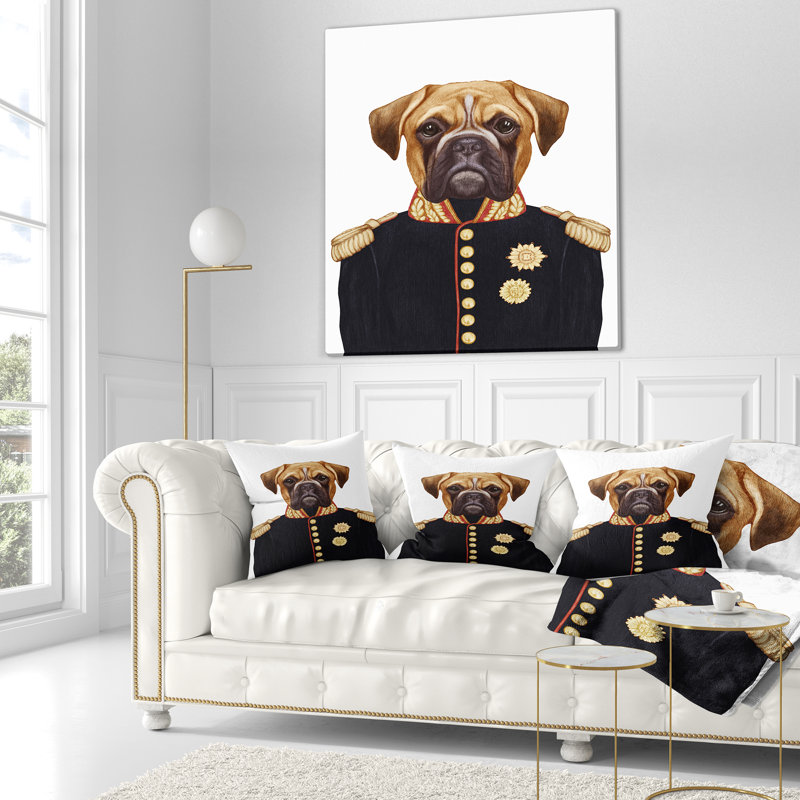 Coussin décoratif boxer animal, 16 po x 1 po, Coussin décoratif