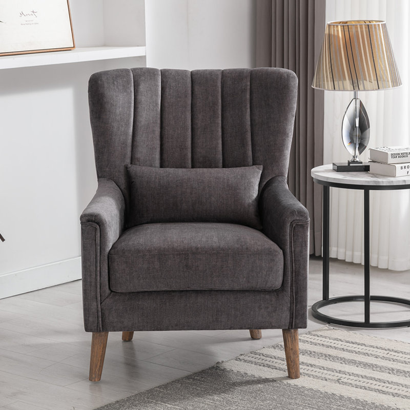 Colvin Velvet Wingback Chair, Graphite Gray Velvet