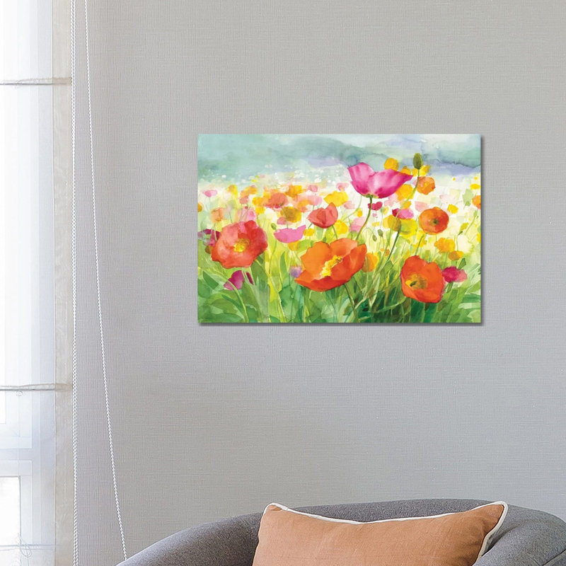 Meadow Poppies by Danhui Nai - Painting on Canvas, 66.04 cm H x 45.72 cm W x 1.91 cm D, Wrapped Canvas