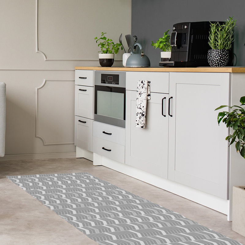 Tapis de zone grise à chevrons lineed, Tapis de couloir 2 pi 5 po x 8 pi