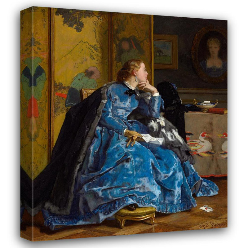 «A Duchess» par Alfred Stevens - Art mural sur toile tendue avec châssis, H 24 po x l 17 po