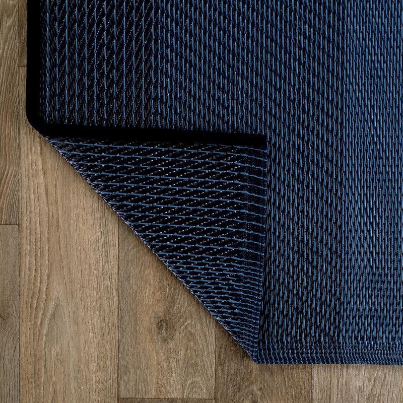 Ramveer Ombre Navy/Grey Reversible Indoor/Outdoor Area Rug, Rectangle 7'10" x 10'