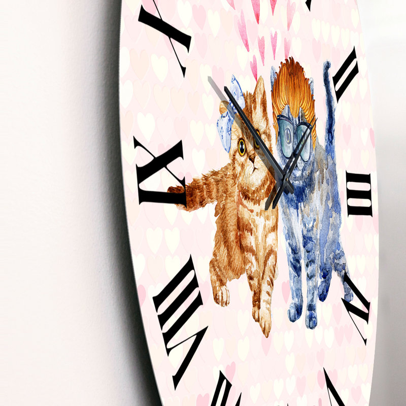Two Little Hipster Kitten - Horloge murale pour enfants, Moyen