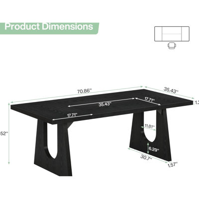 Bureau d'ordinateur avec très grand bureau, 70,9 po de largeur, 35,43 po de profondeur, 29,21 po de hauteur et un grand espace de travail, l 70,9 po x P 35,43 po, couleur noire, facile à nettoyer