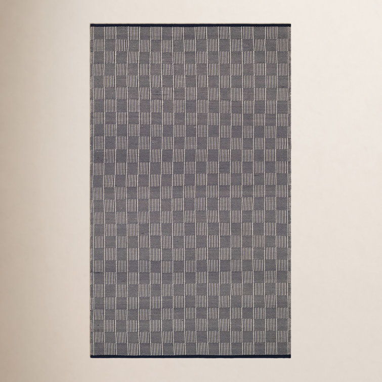Squares Handmade Navy Indoor/Outdoor Rug