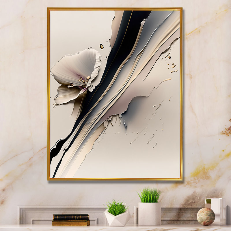 Orchid Flowers Hyperrealistic IV - Print on Canvas, 32" H x 24" W, Gold Floater Framed