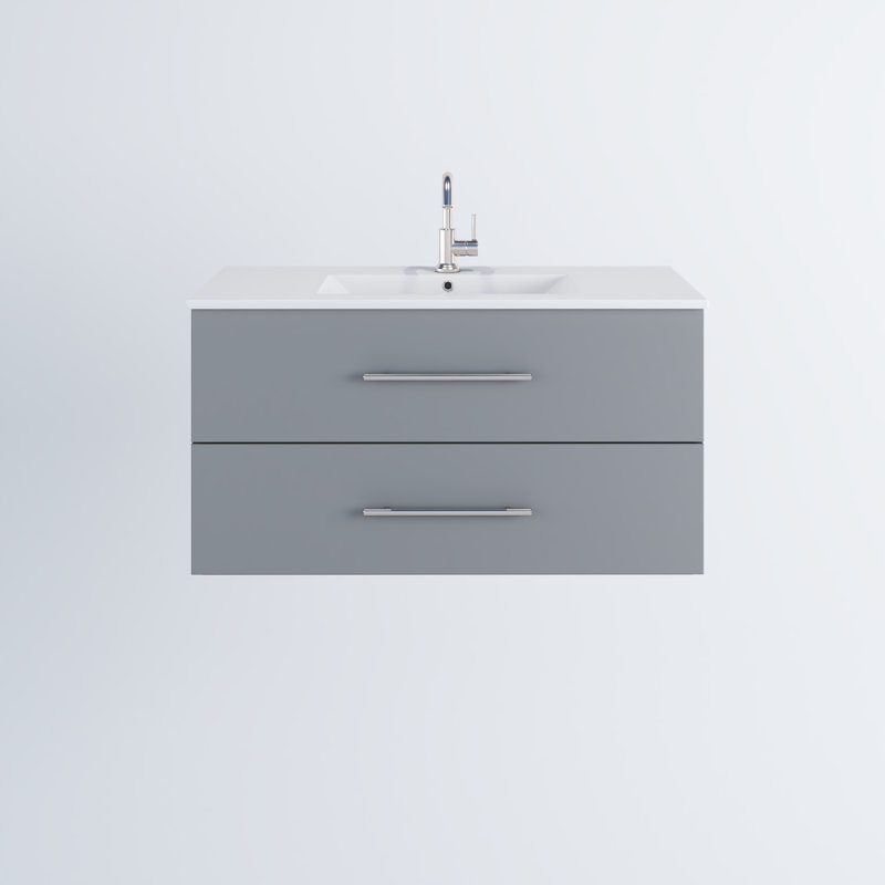 Munnsville 36'' Single Bathroom Vanity with Ceramic Top, Gray
