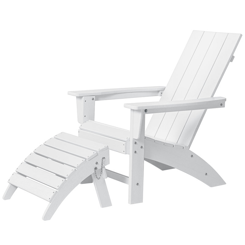 Chaise Adirondack avec repose-pieds en polyéthylène haute densité (PEHD) Horfield, Blanc