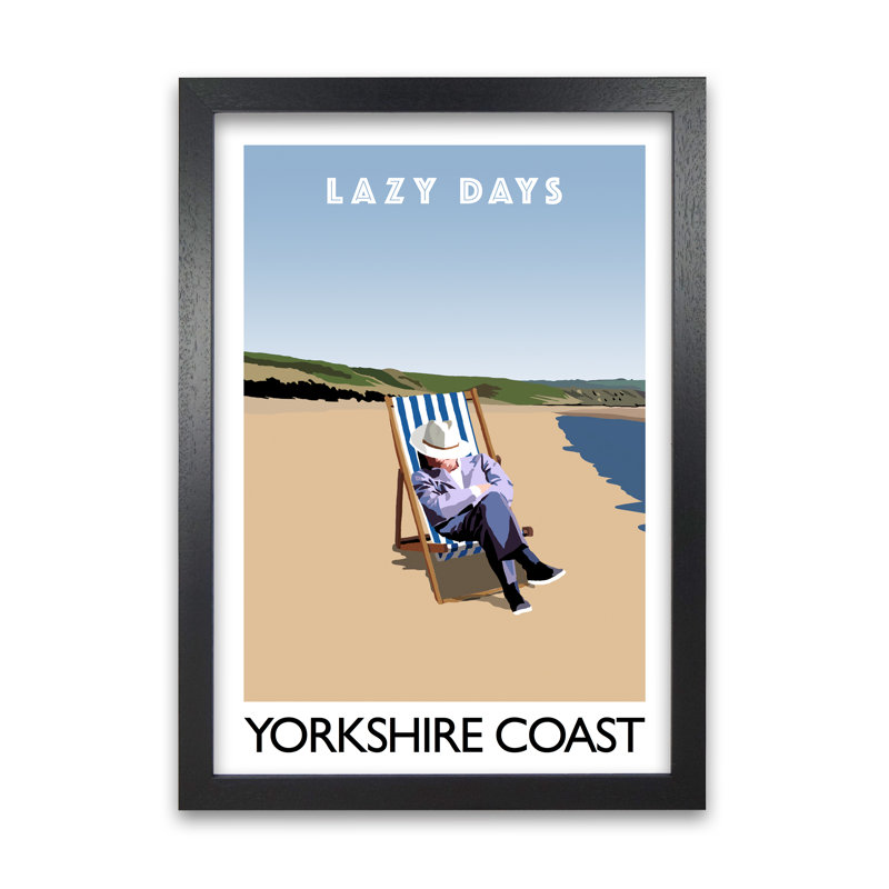 Lazy Days Yorkshire Coast by Richard O'Neill - Print, 29.7cm H x 21cm W x 3cm D, Black Framed