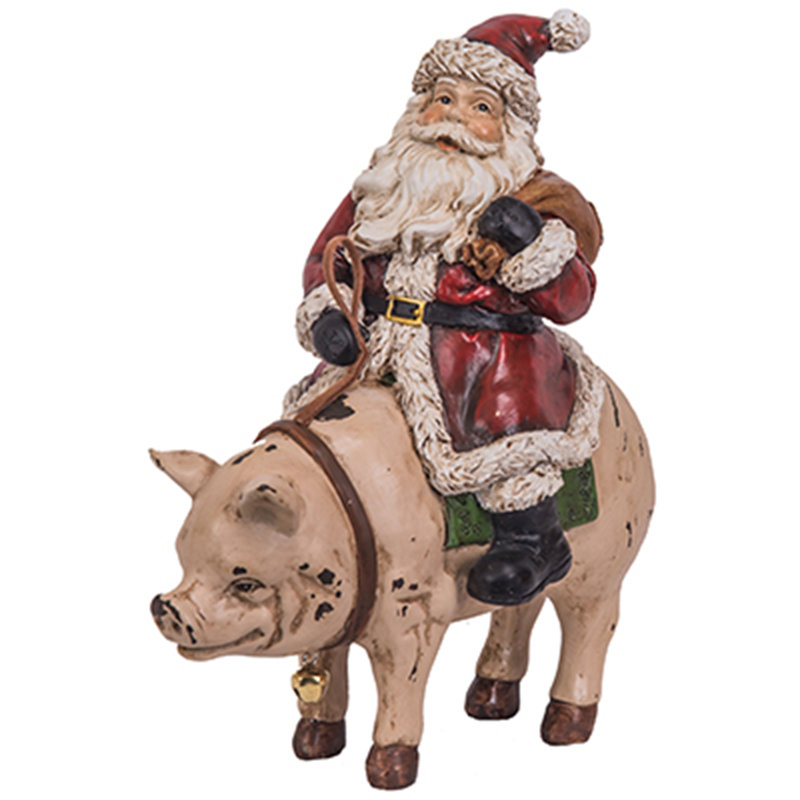 Figurine cochon Santa Riding
