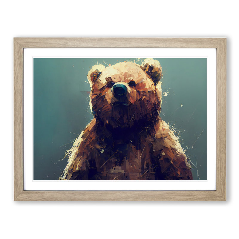 Teddy Bear Vol.3 Abstract 1 Piece Single Picture Frame Wall Art, 46cm H x 64cm W x 2cm D, Light Brown