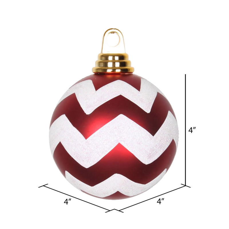 Ornement en forme de boule de chevron mat, Rouge / Blanc