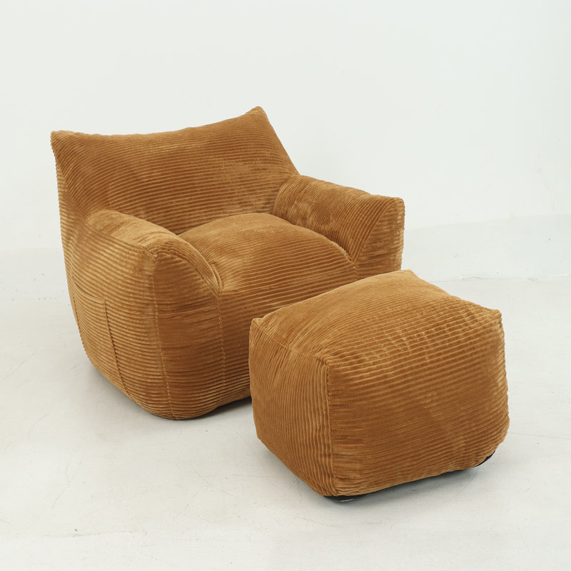 Fauteuil à billes en velours côtelé, Velours côtelé brun