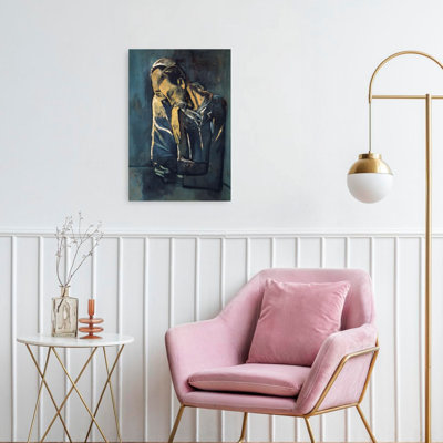 Two Men Contemplating Contemporary Wall Art Print by Mathieu - Wrapped Canvas Print