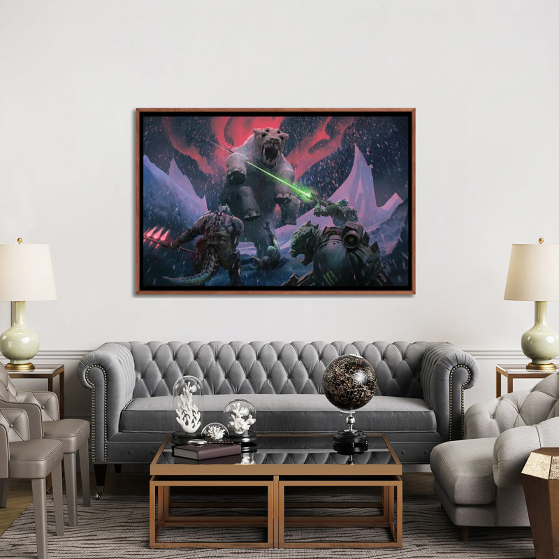 Veskarium Kothama Attack - reproduction d'art murale - toile encadrée, H 40 po x l 60 po, Brun